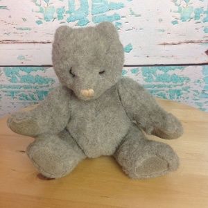 Gund 1986 Gray Furry Teddy Bear Jointed Stuffed Animal Plush Vintage 1980s